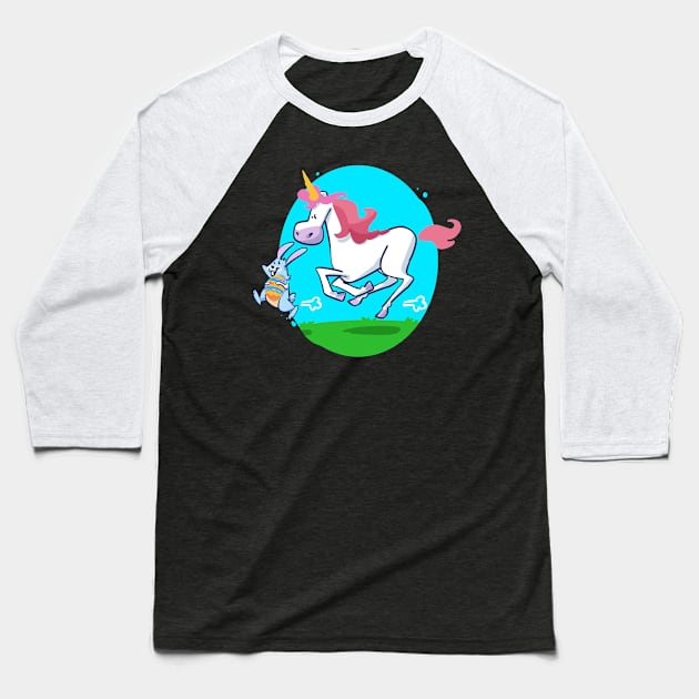 Easter Unicorn Cute Bunny Baseball T-Shirt by TheBestHumorApparel